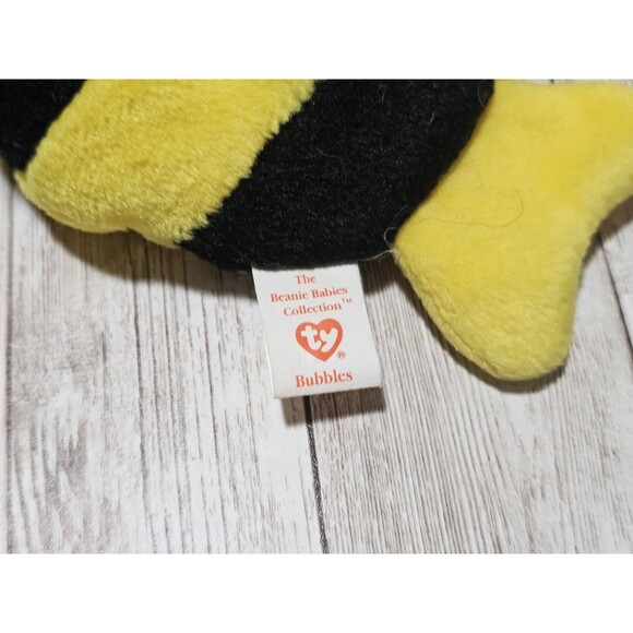 Ty Beanie Babies Bubbies Plushies Black & Yellow Stuffed Toy Rare - Picture 7 of 12